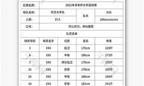 大学生篮球比赛报名表_大学生篮球比赛报名表格